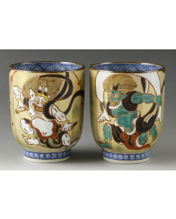 Fujin Raijin Japanese Tea Cup (1 pair)