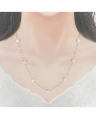 Pearls/Moon Stone 18k Gold Chain