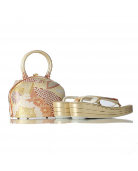Sebian Gold x Silver x Red Japanese Sandals Hand Bag Set