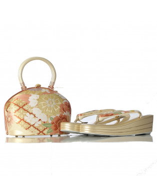 Sebian Gold x Silver x Red Japanese Sandals Hand Bag Set