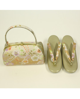 Sebian Gold Japanese Sandals Hand Bag Set