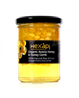 Hexapi German Raw Organic Acacia Honey & Honey Comb